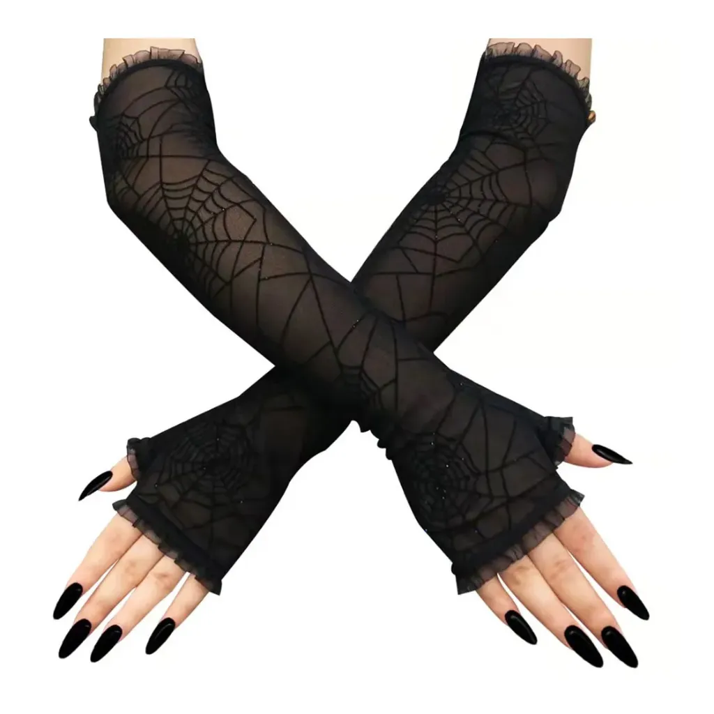 [AG10042] Langarm Handschuhe Spiderweb