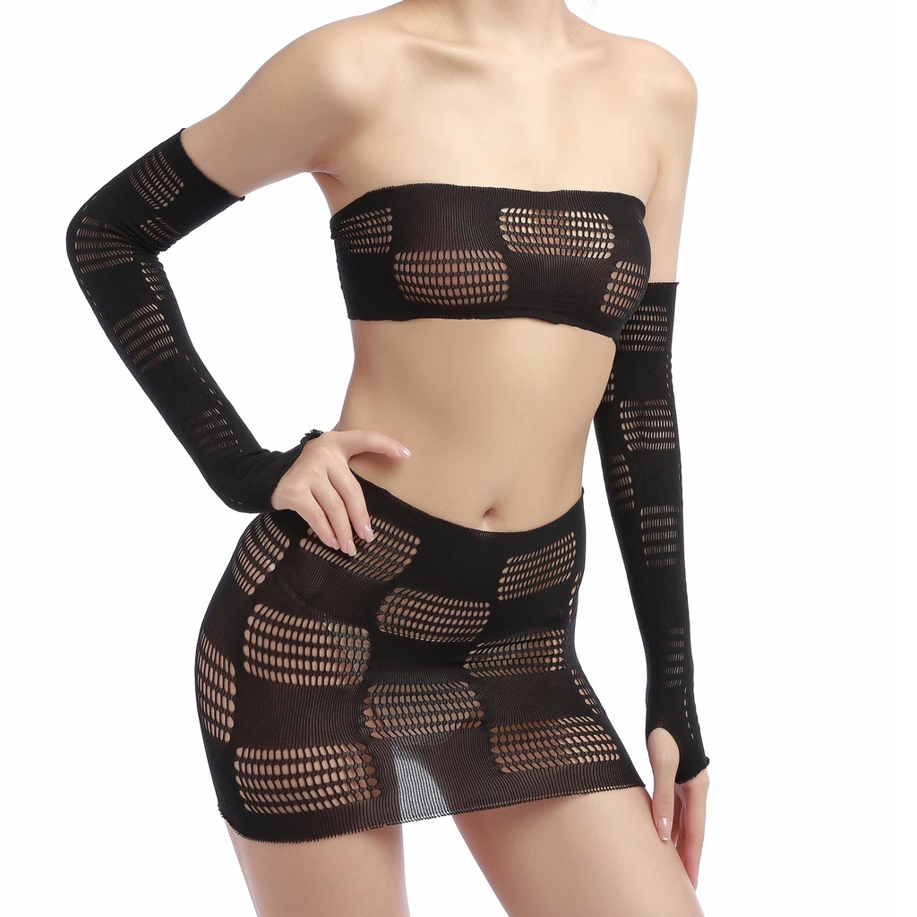 [AG10109/B] Set Top & Minirock - Schwarz