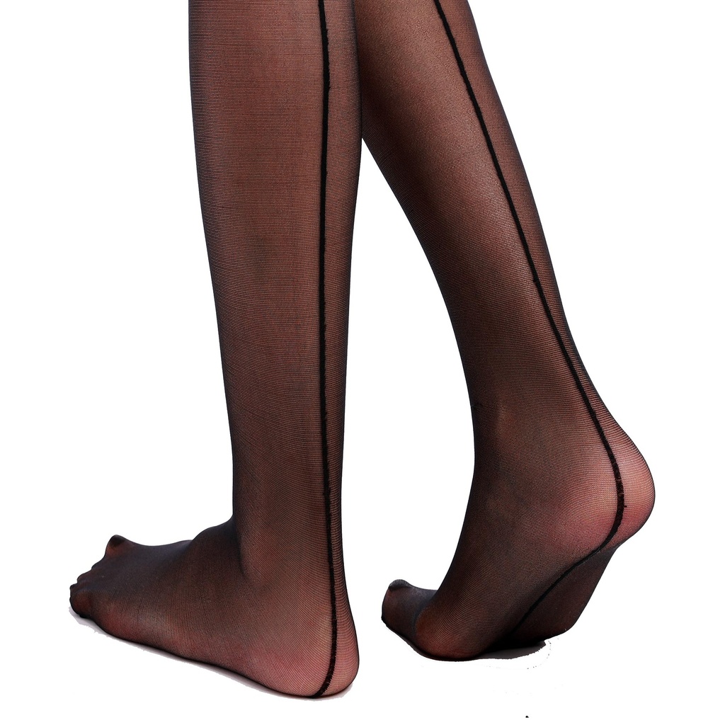 [AG10076/B] Ouvert Pantyhose mit Naht hinten (Schwarz)