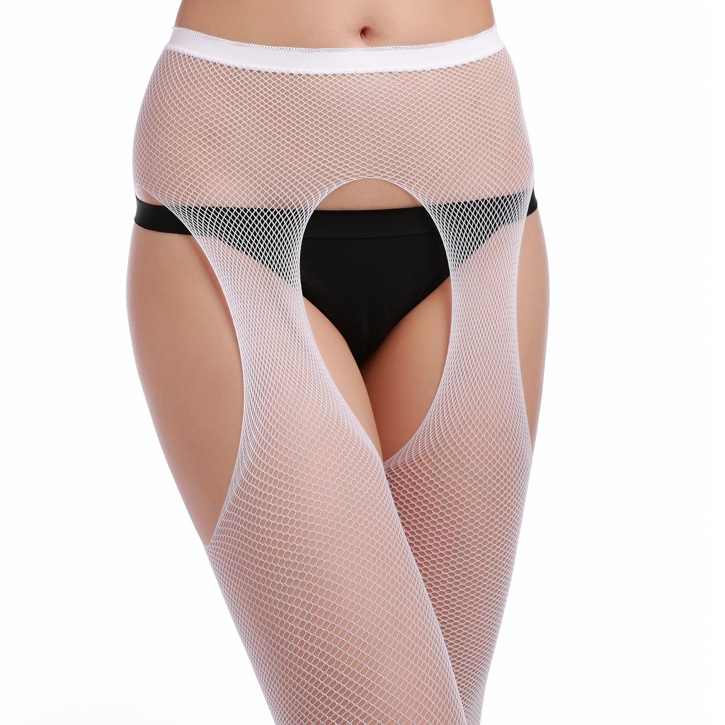 [AG10064/W] Suspender Pantyhose Justine -  Weiss