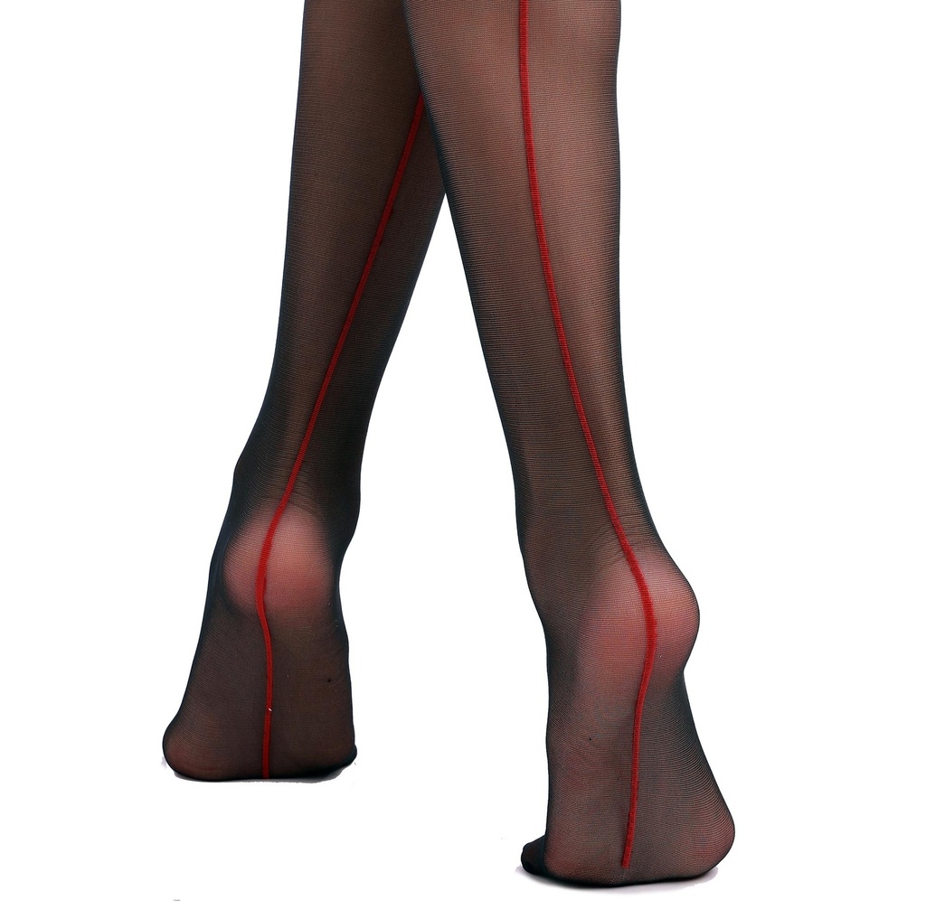 [AG10076/BR] Ouvert Pantyhose mit Naht hinten (Rot)